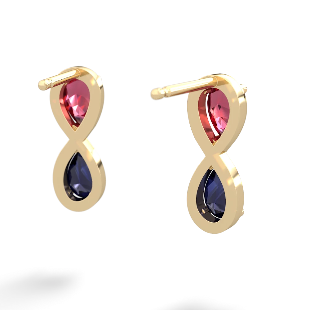 Lab Ruby Infinity 14K Yellow Gold earrings E5050