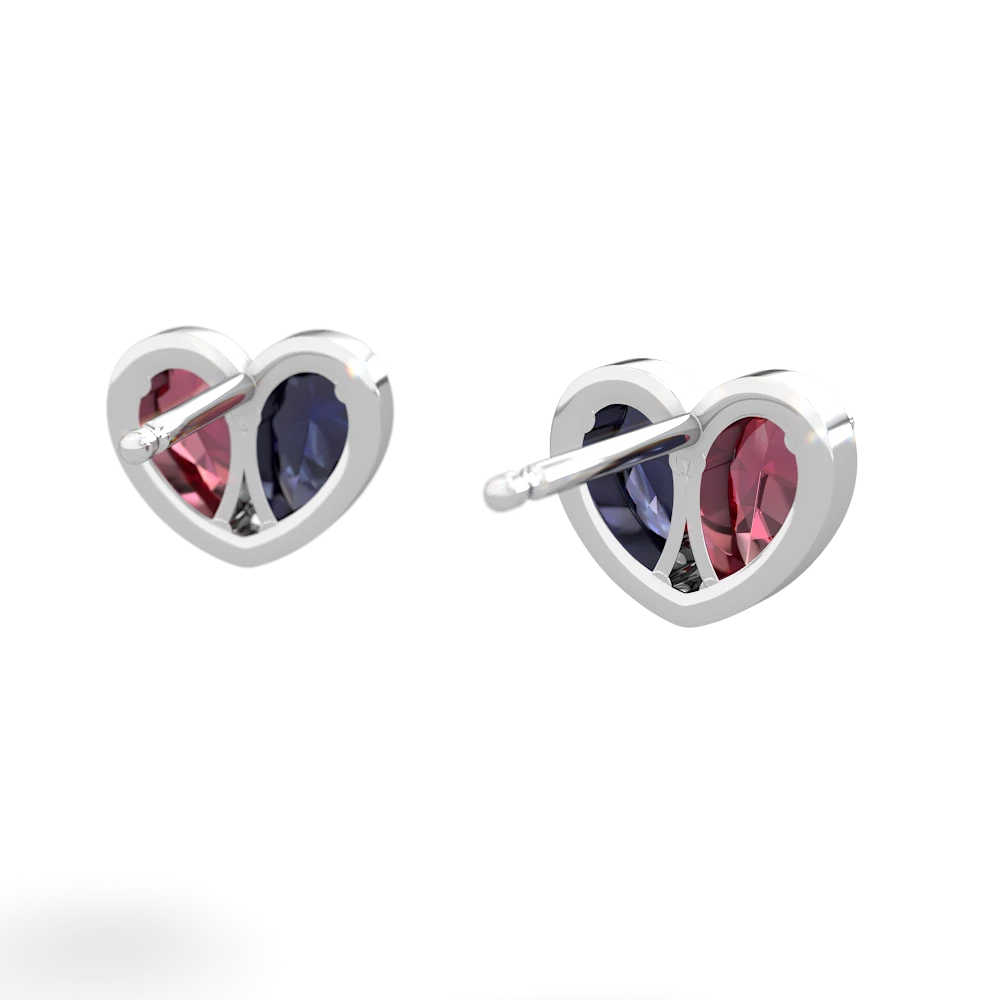 Lab Ruby 'Our Heart' 14K White Gold earrings E5072