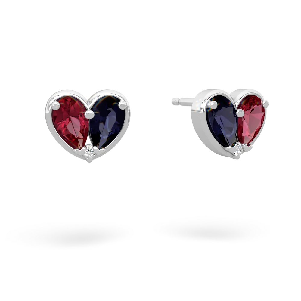 Lab Ruby 'Our Heart' 14K White Gold earrings E5072