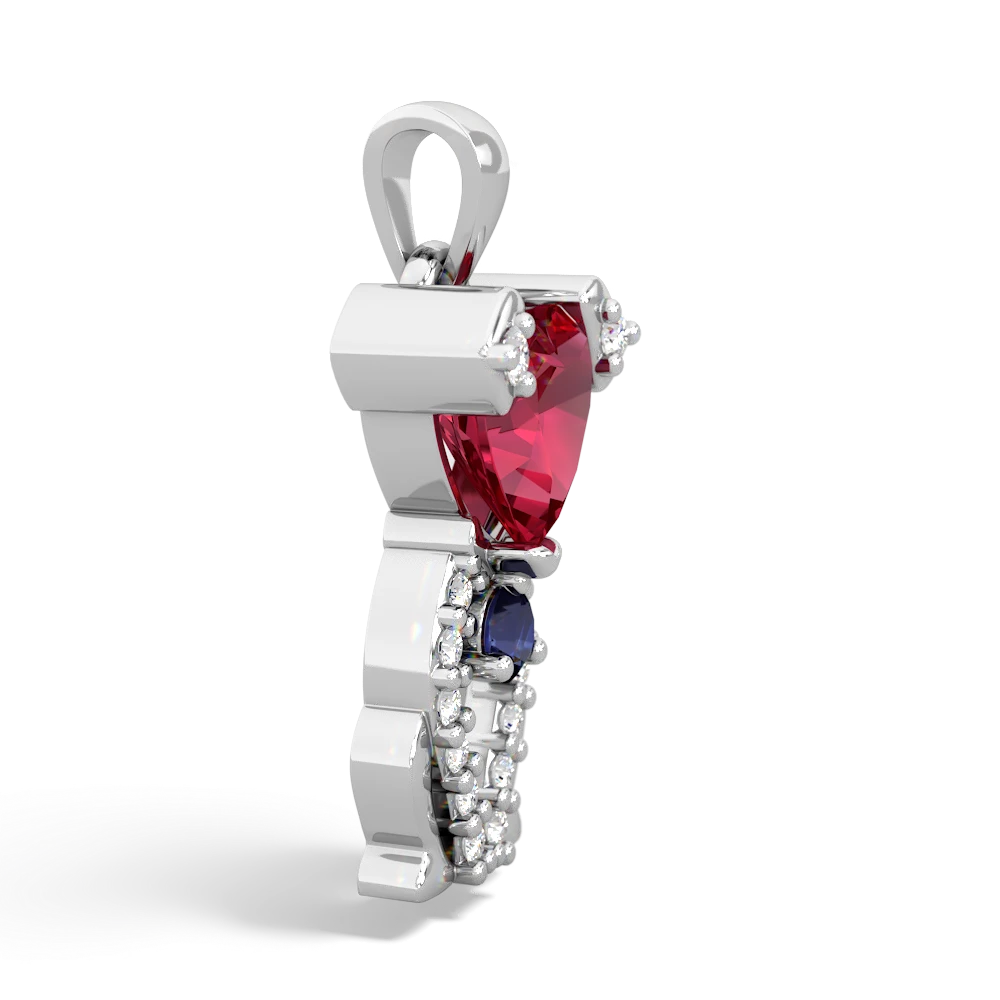 Lab Ruby Puppy Love 14K White Gold pendant P5800