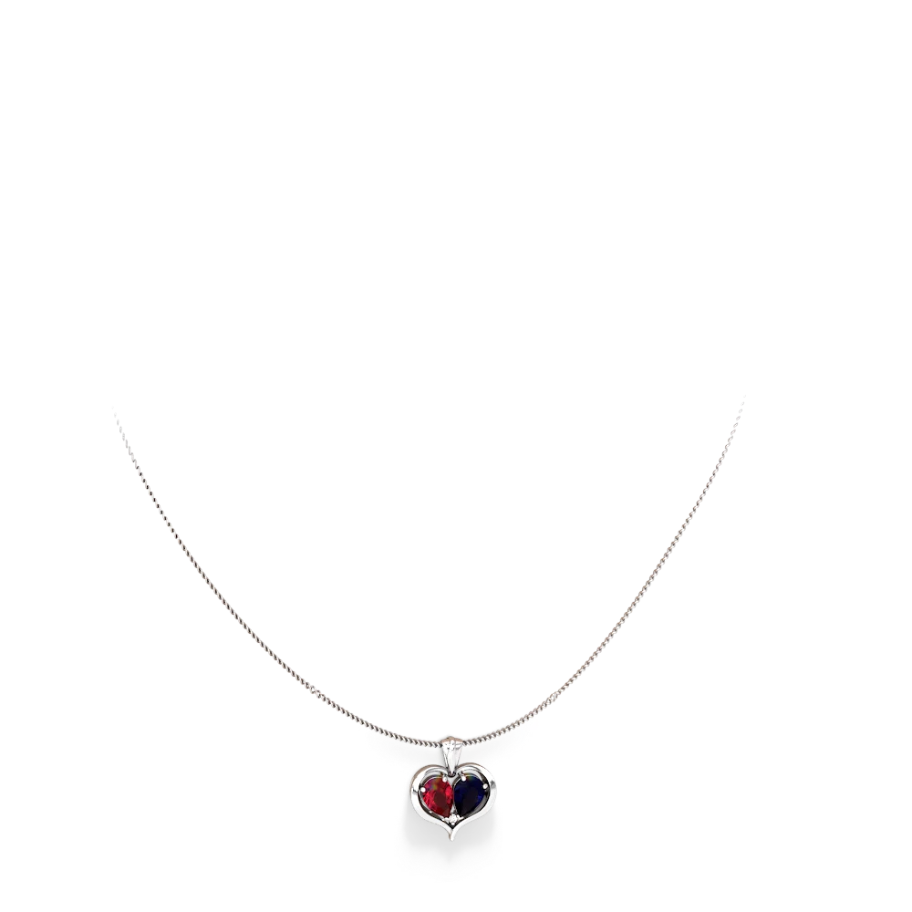 Lab Ruby Two Become One 14K White Gold pendant P5330