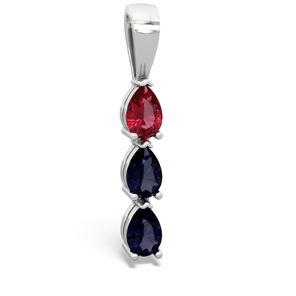 Lab Ruby Dew Drops 14K White Gold pendant P2251