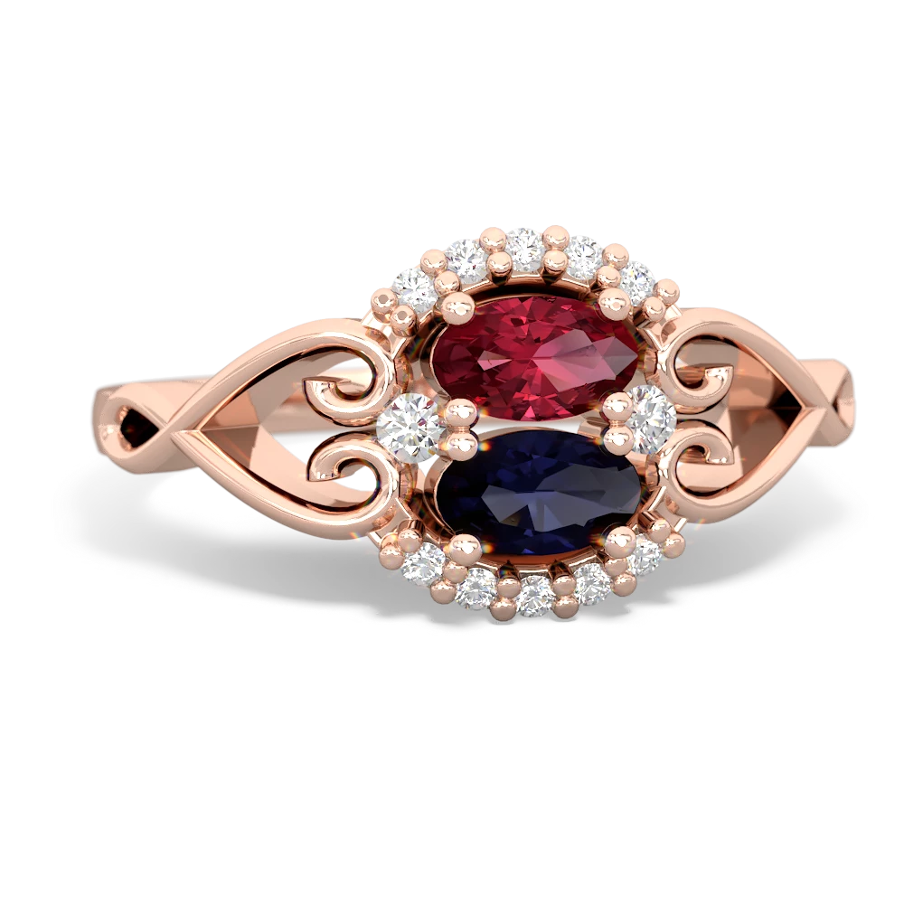 Lab Ruby Love Nest 14K Rose Gold ring R5860