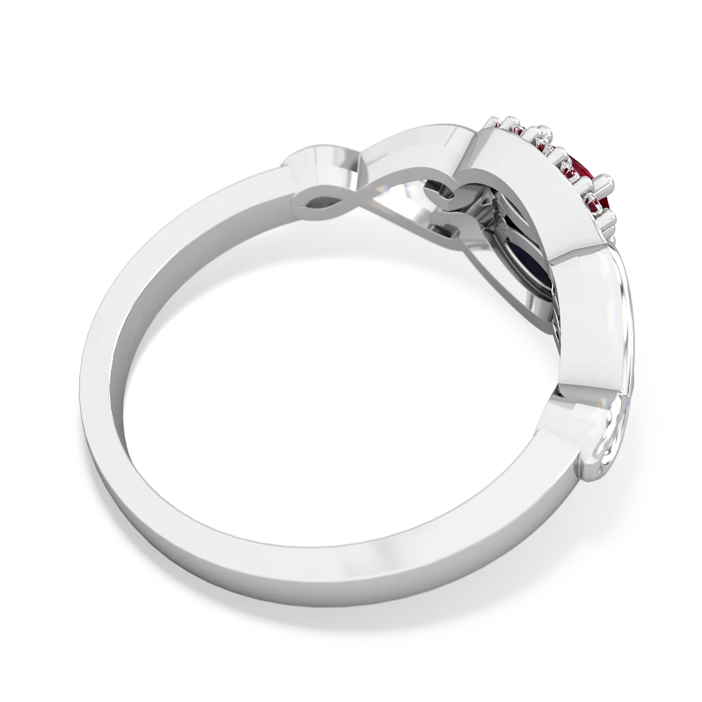 Lab Ruby Love Nest 14K White Gold ring R5860