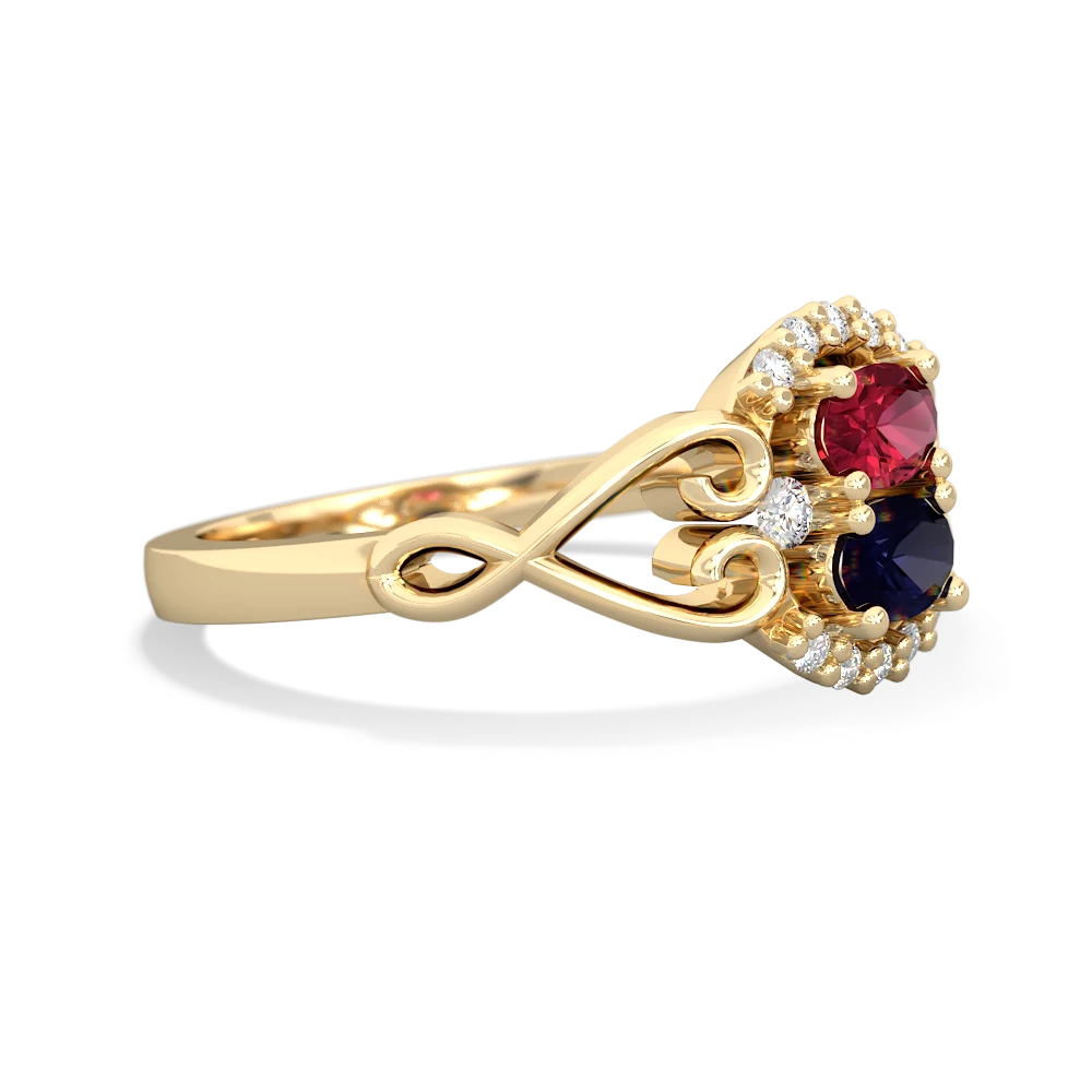 Lab Ruby Love Nest 14K Yellow Gold ring R5860