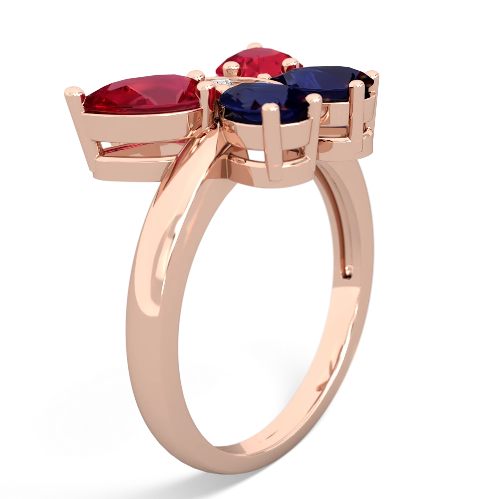 Lab Ruby Butterfly 14K Rose Gold ring R2215