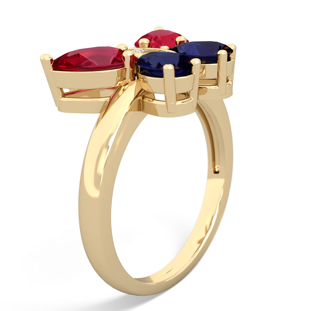 Lab Ruby Butterfly 14K Yellow Gold ring R2215