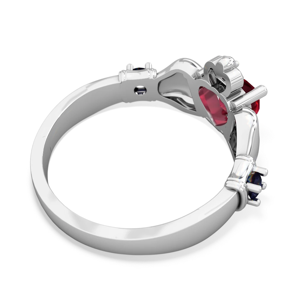 Lab Ruby Claddagh Keepsake 14K White Gold ring R5245