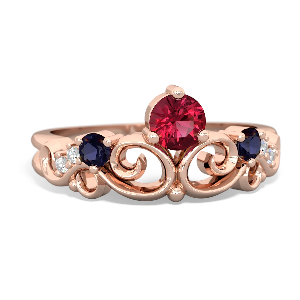 Lab Ruby Crown Keepsake 14K Rose Gold ring R5740