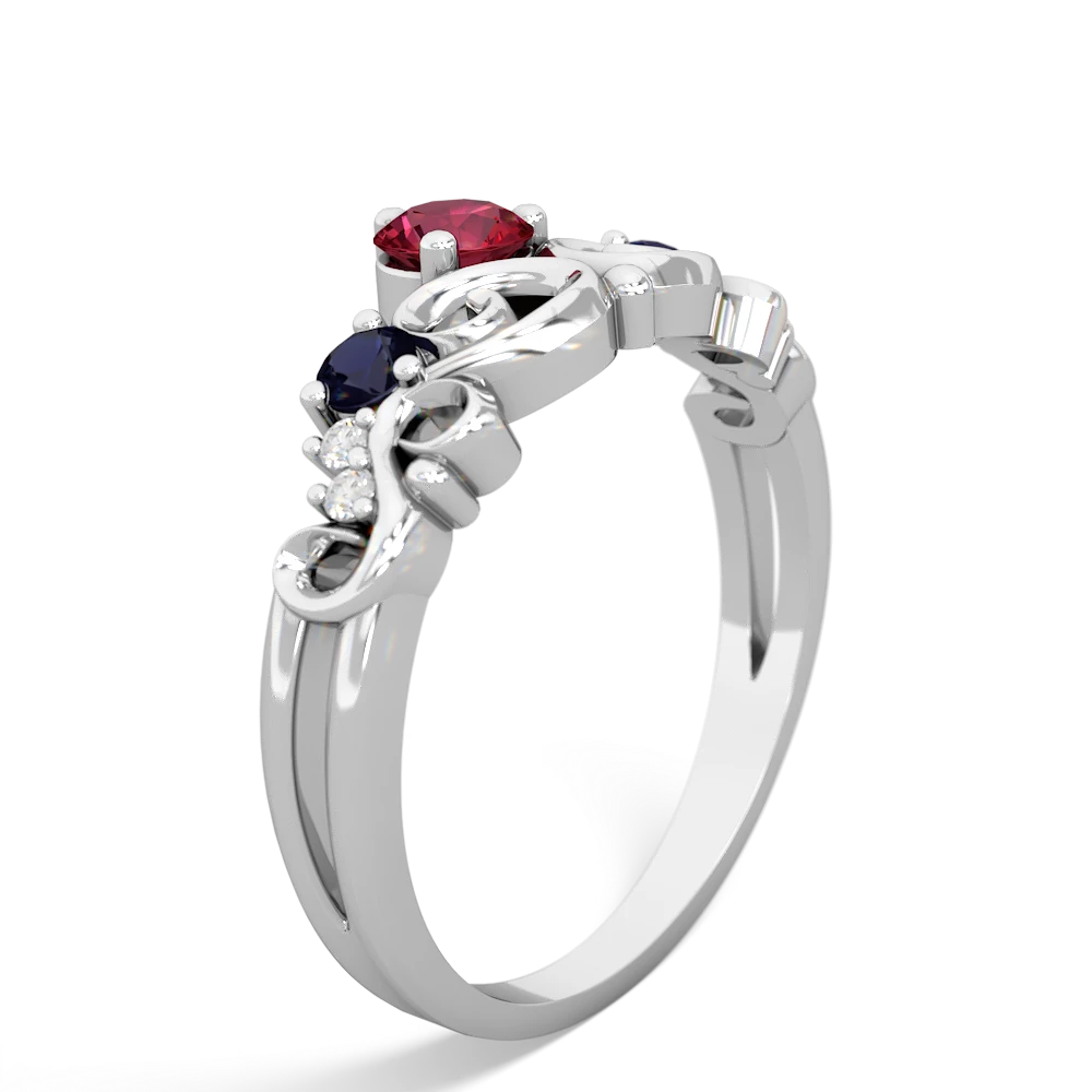 Lab Ruby Crown Keepsake 14K White Gold ring R5740