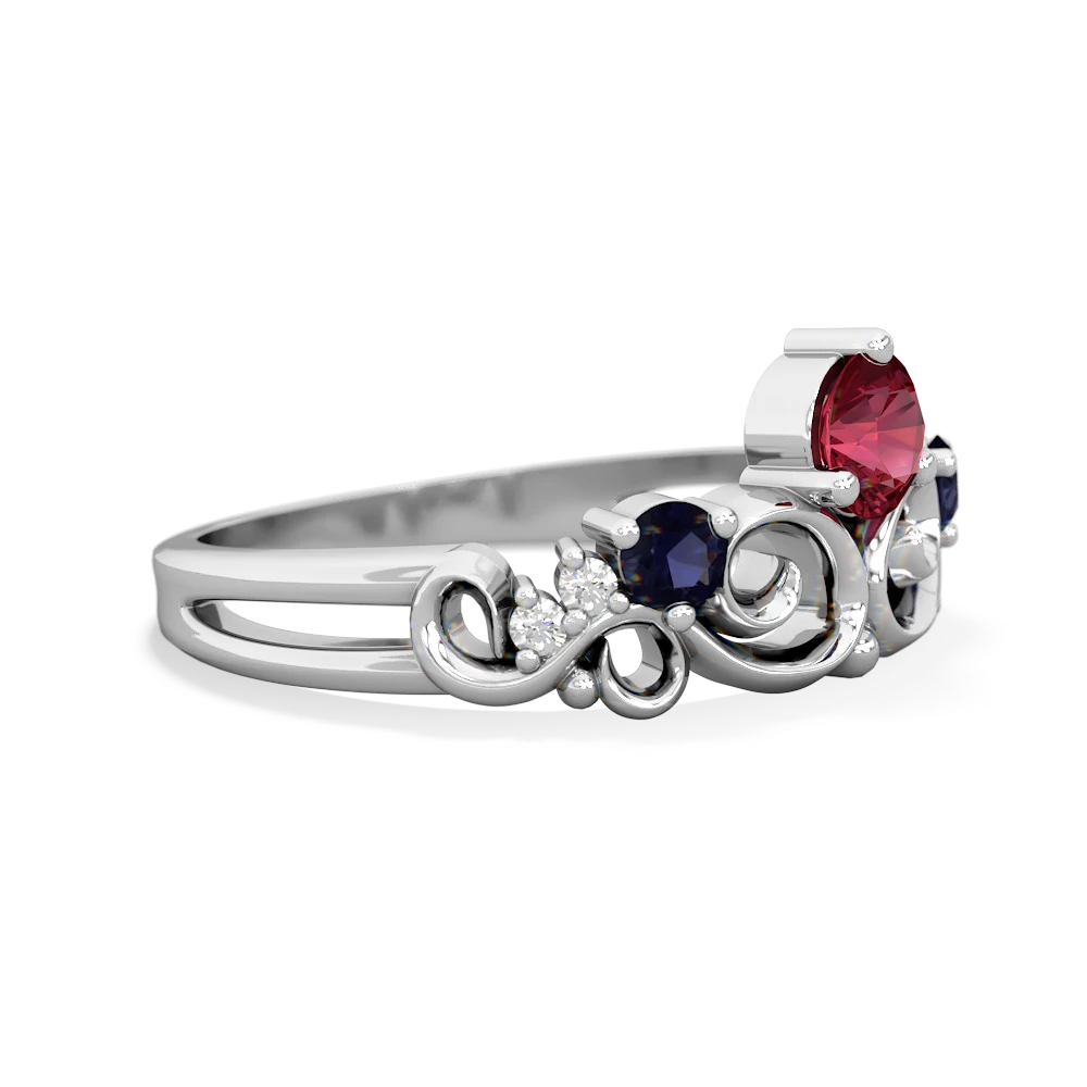 Lab Ruby Crown Keepsake 14K White Gold ring R5740