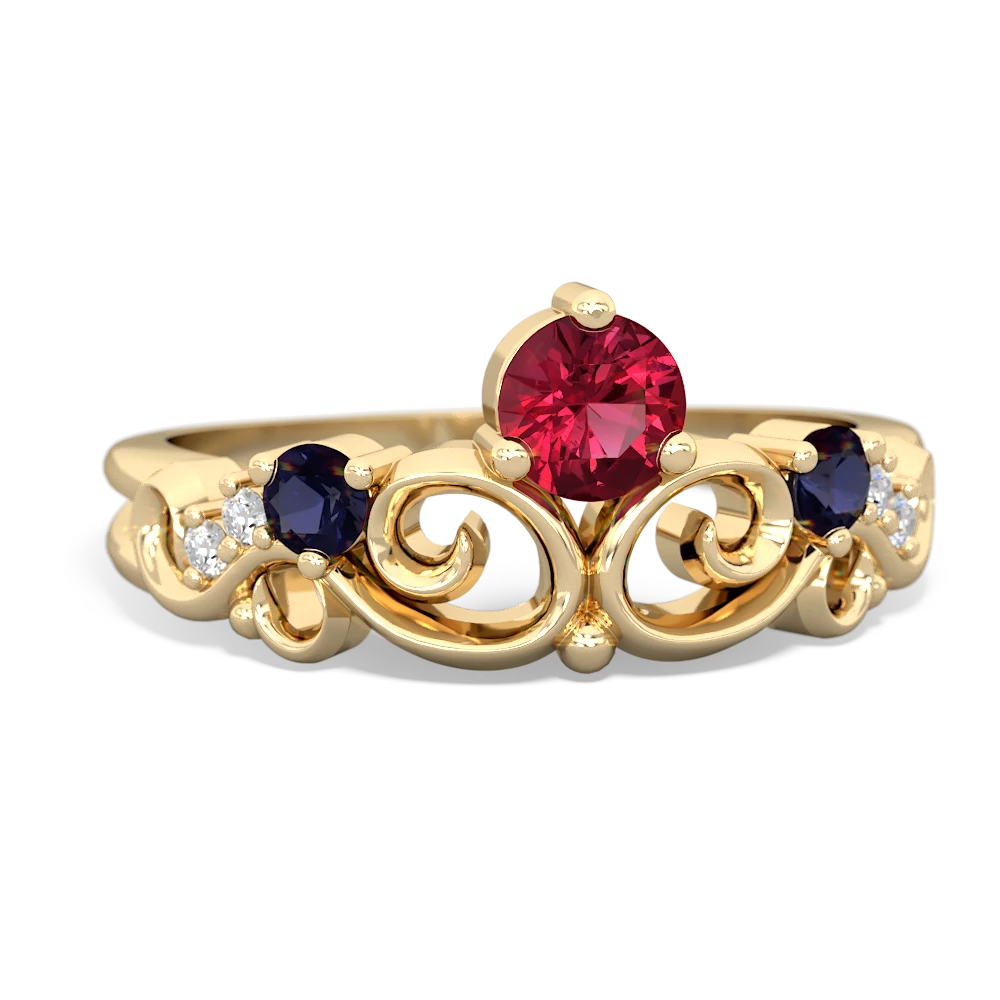 Lab Ruby Crown Keepsake 14K Yellow Gold ring R5740