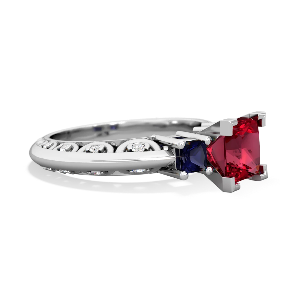 Lab Ruby Eternal Embrace Engagement 14K White Gold ring C2001