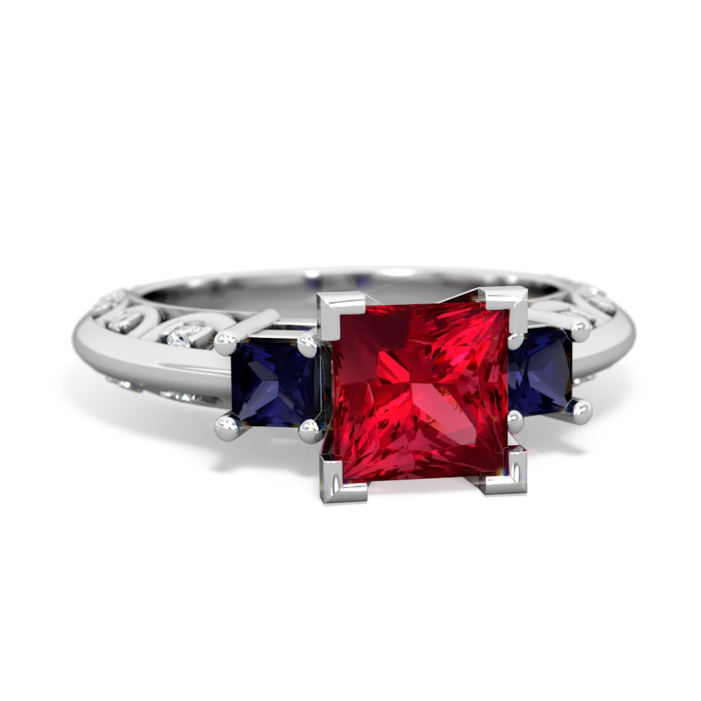 Lab Ruby Eternal Embrace Engagement 14K White Gold ring C2001