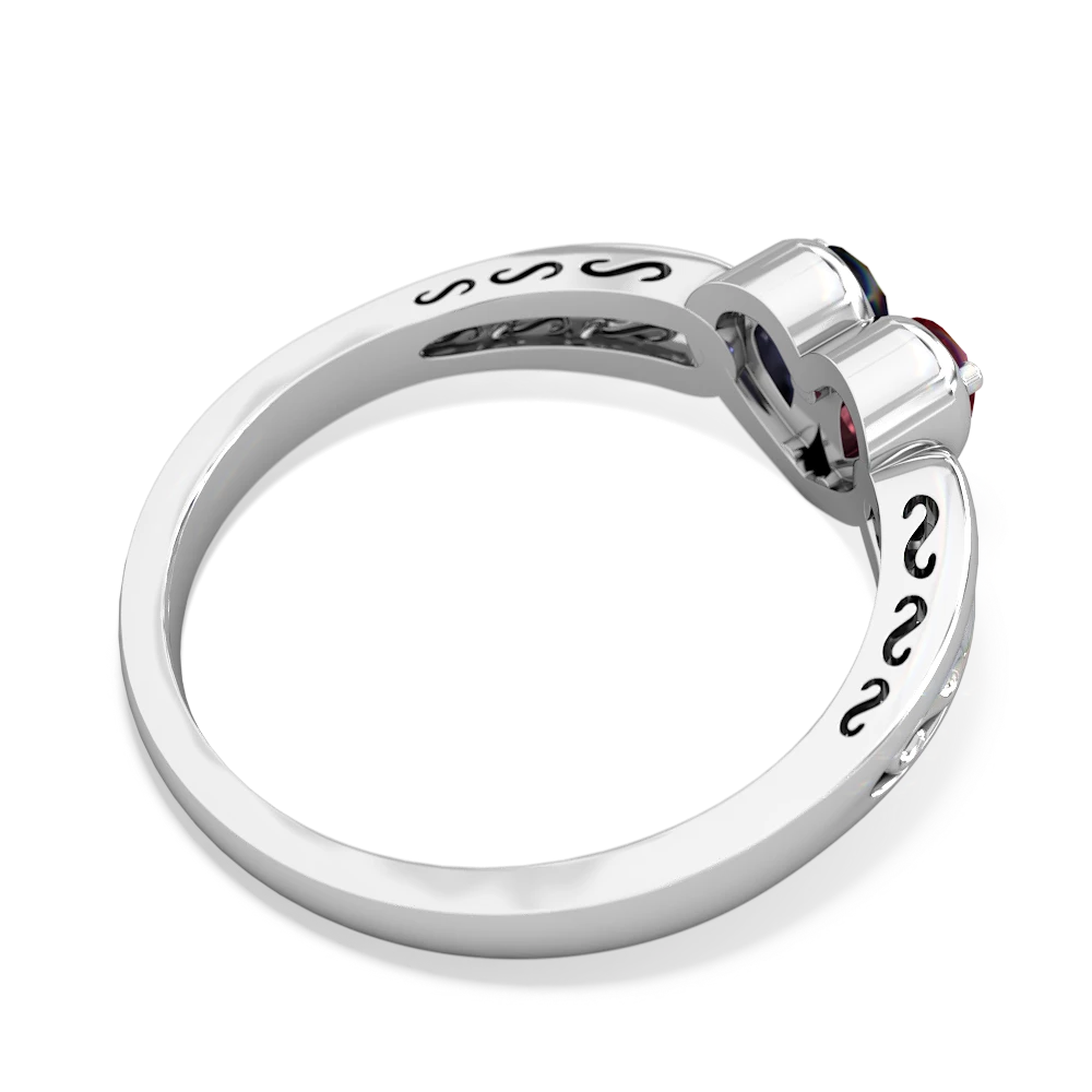 Lab Ruby Filligree 'One Heart' 14K White Gold ring R5070