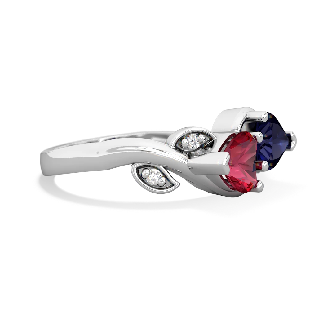 Lab Ruby Floral Elegance 14K White Gold ring R5790