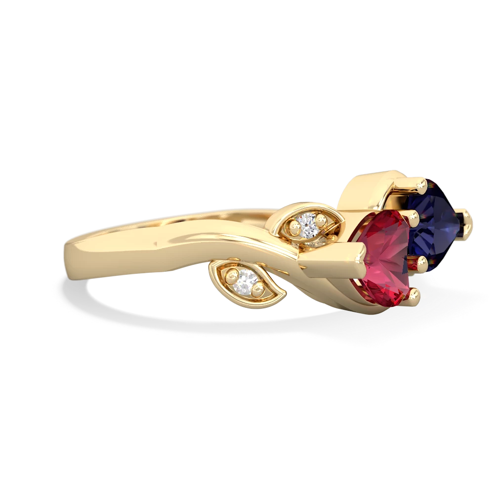 Lab Ruby Floral Elegance 14K Yellow Gold ring R5790