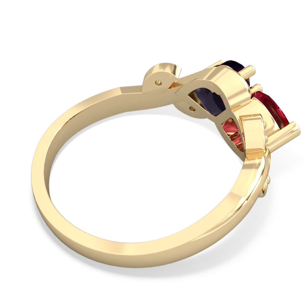 Lab Ruby Floral Elegance 14K Yellow Gold ring R5790