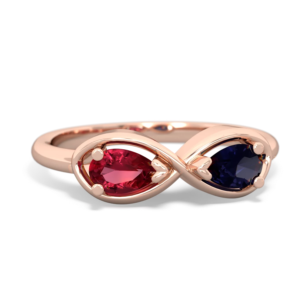 Lab Ruby Infinity 14K Rose Gold ring R5050