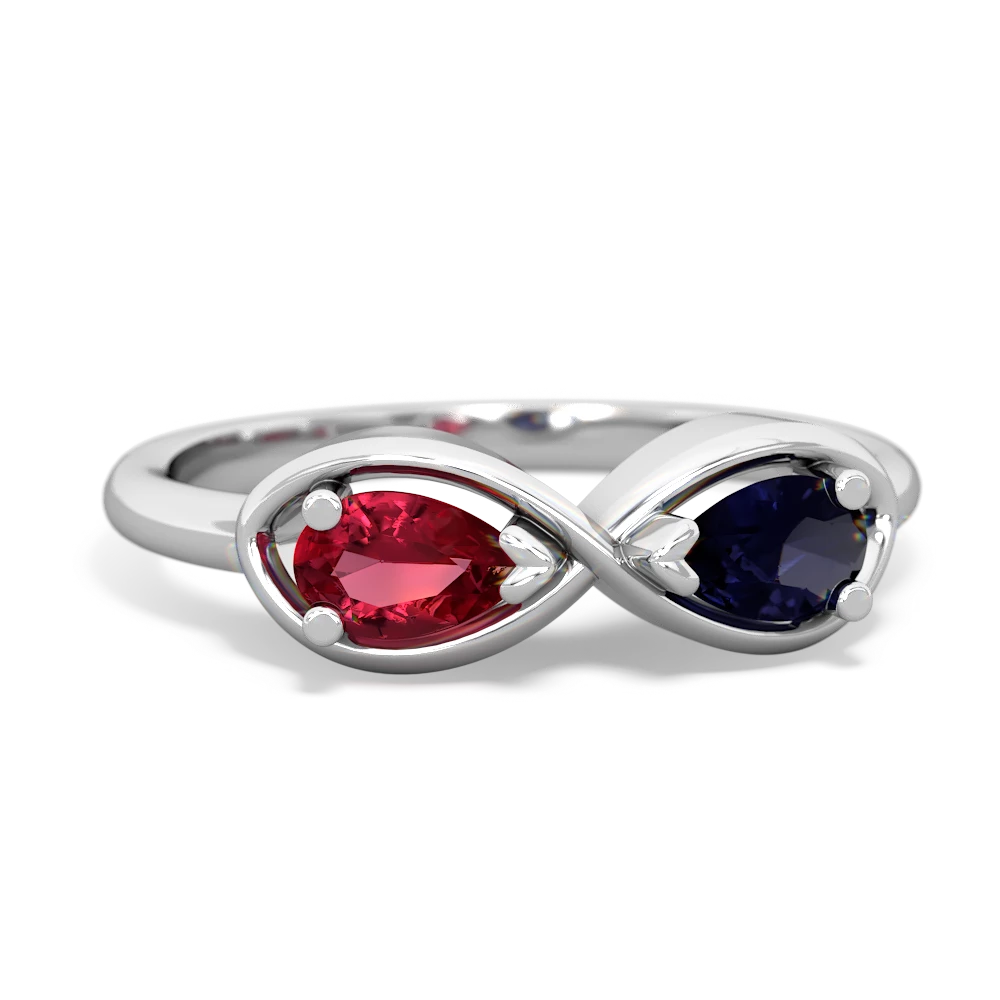 Lab Ruby Infinity 14K White Gold ring R5050