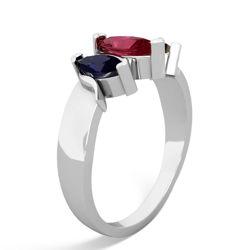 Lab Ruby Three Peeks 14K White Gold ring R2433