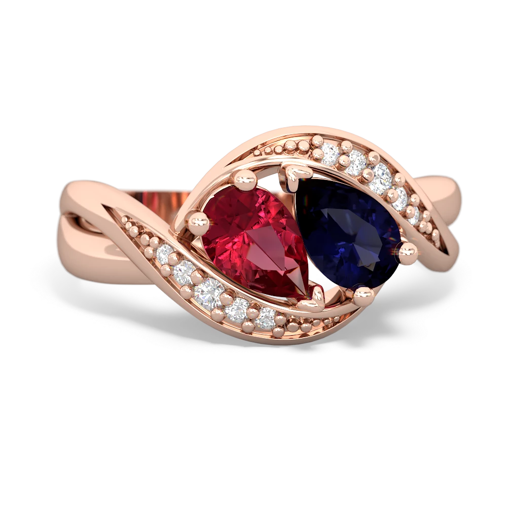 Lab Ruby Summer Winds 14K Rose Gold ring R5342