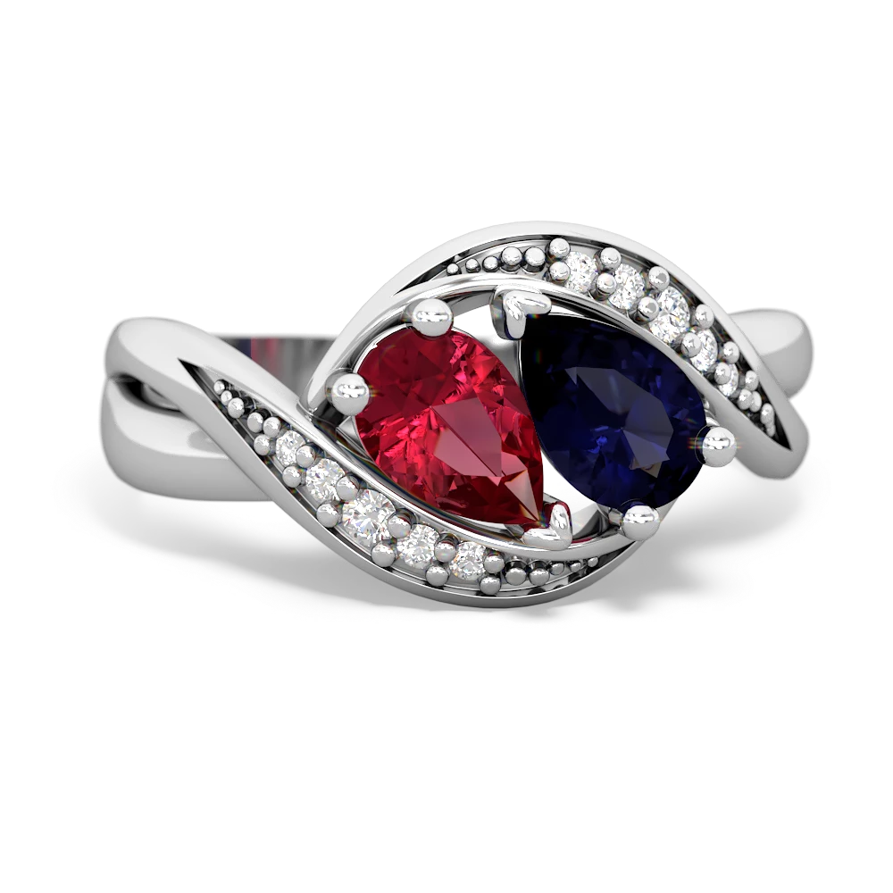 Lab Ruby Summer Winds 14K White Gold ring R5342