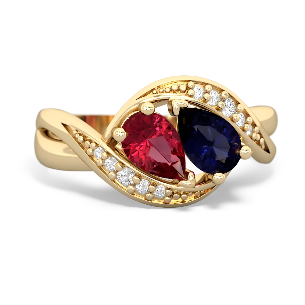 Lab Ruby Summer Winds 14K Yellow Gold ring R5342