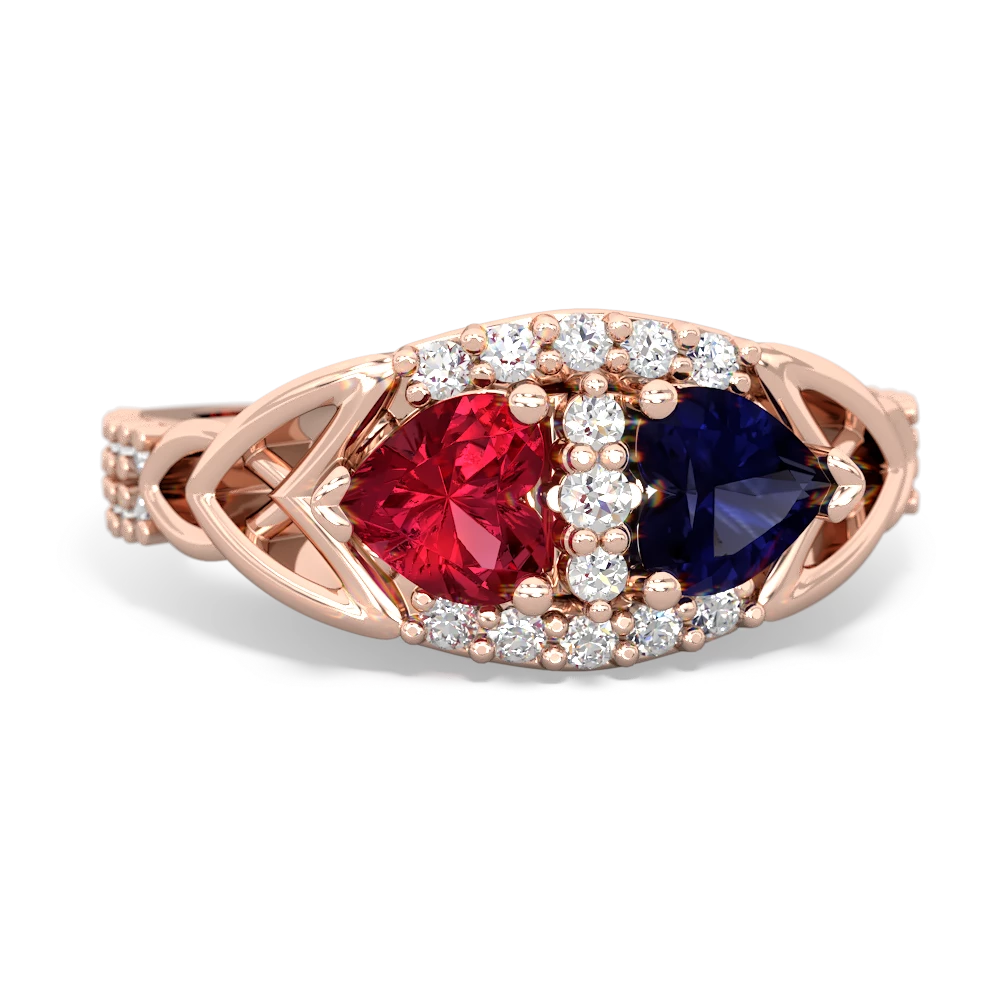 Lab Ruby Sparkling Celtic Knot 14K Rose Gold ring R2645