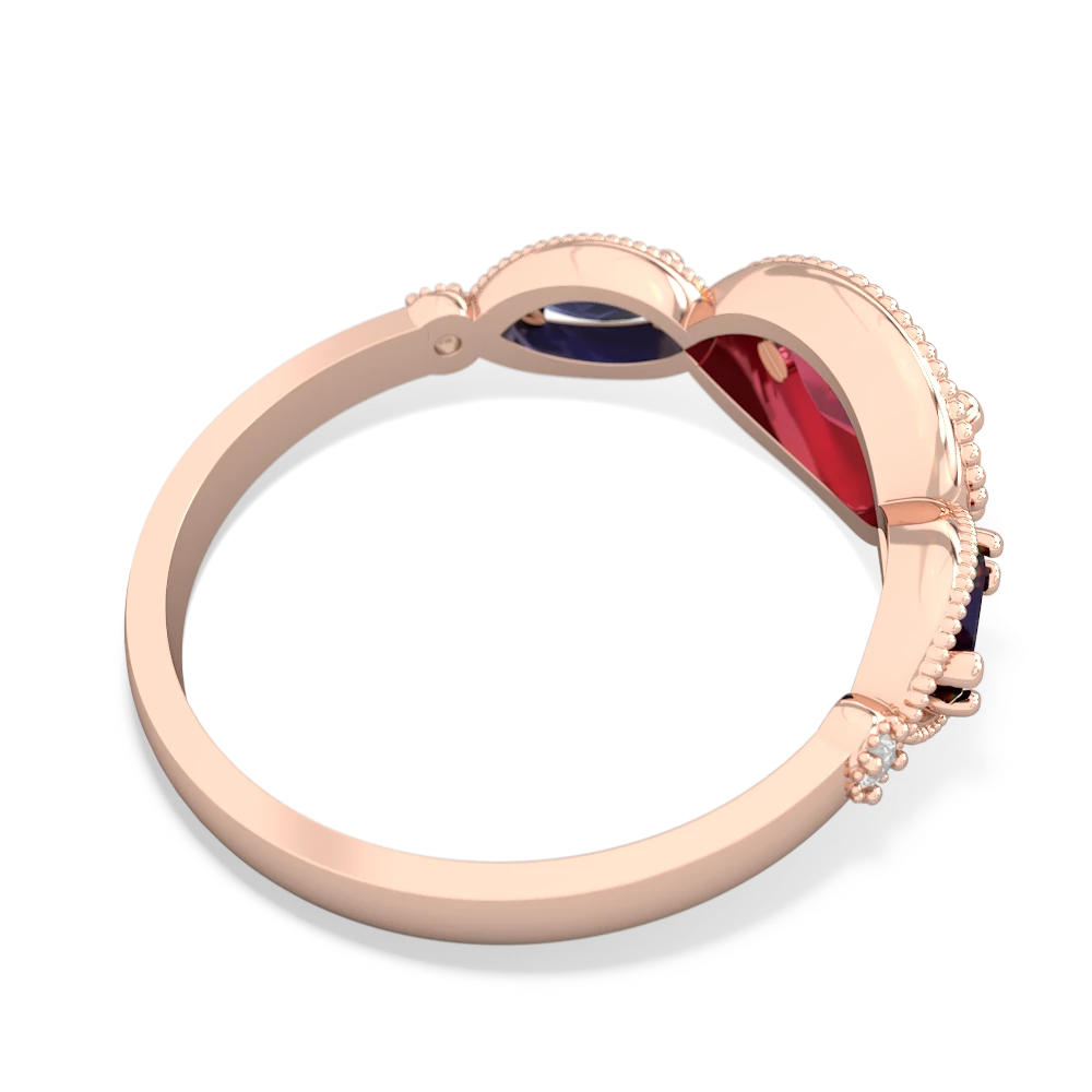 Lab Ruby Milgrain Marquise 14K Rose Gold ring R5700