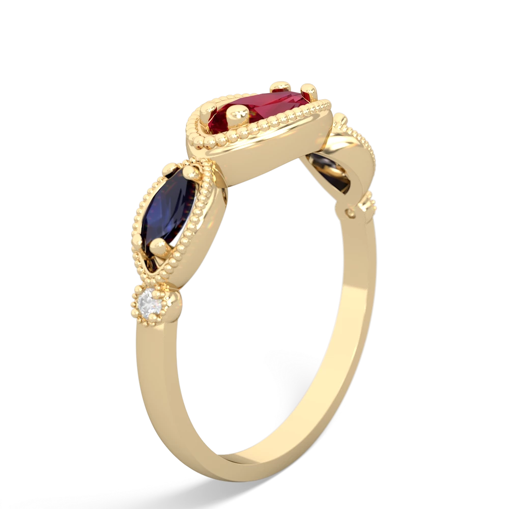 Lab Ruby Milgrain Marquise 14K Yellow Gold ring R5700