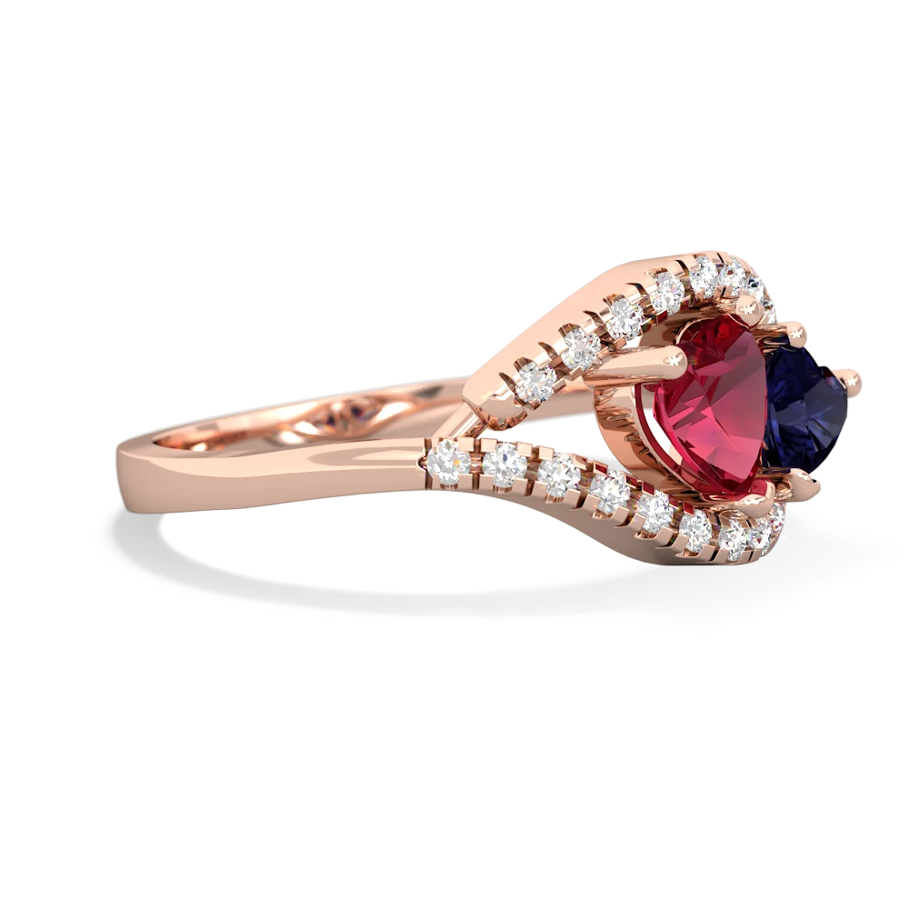 Lab Ruby Mother And Child 14K Rose Gold ring R3010