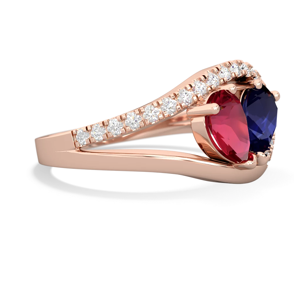 Lab Ruby Nestled Heart Keepsake 14K Rose Gold ring R5650