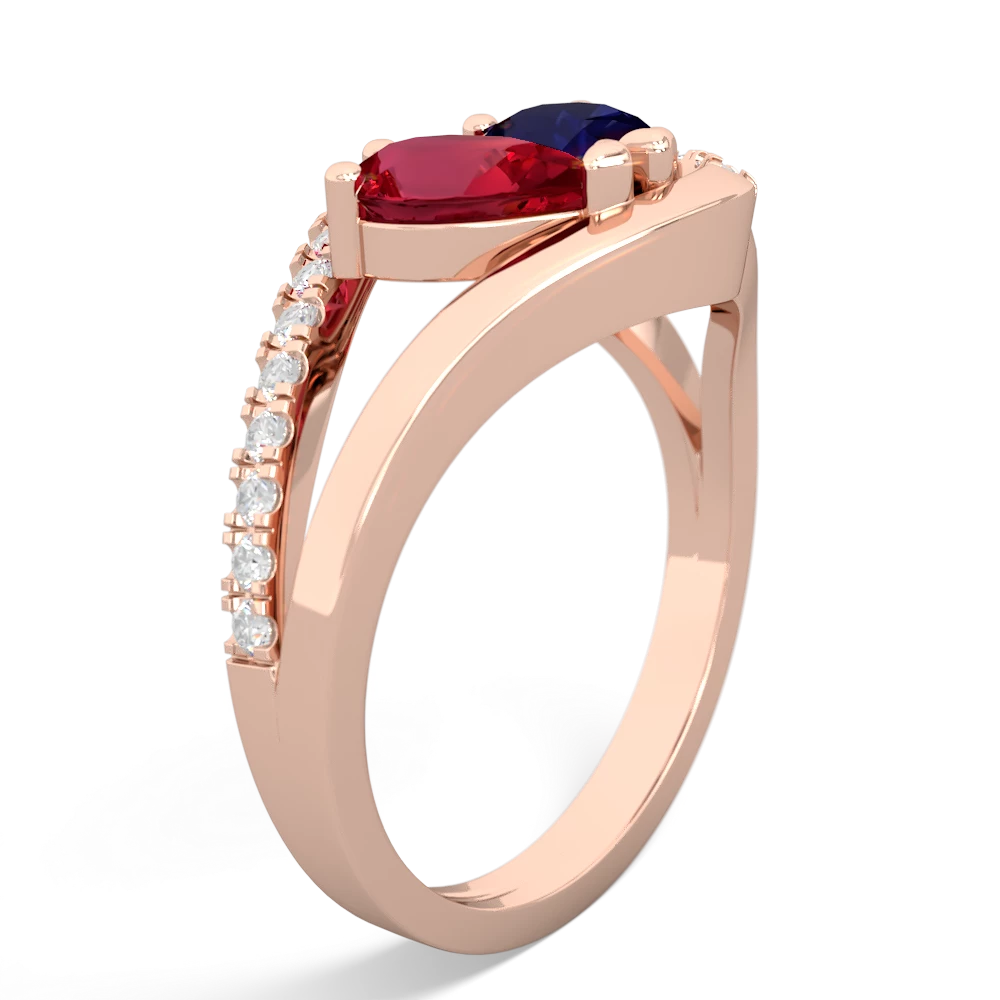 Lab Ruby Nestled Heart Keepsake 14K Rose Gold ring R5650