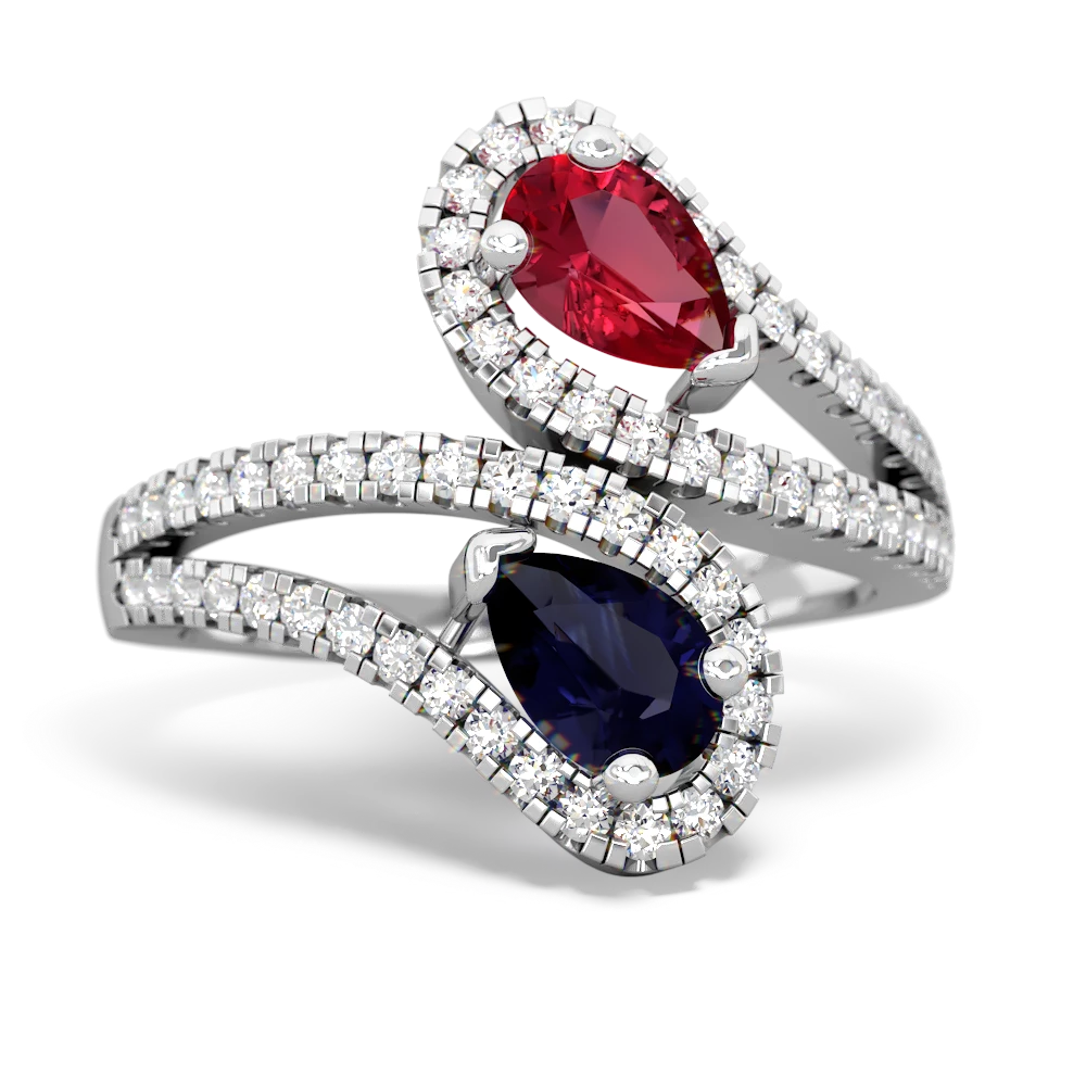 Lab Ruby Diamond Dazzler 14K White Gold ring R3000