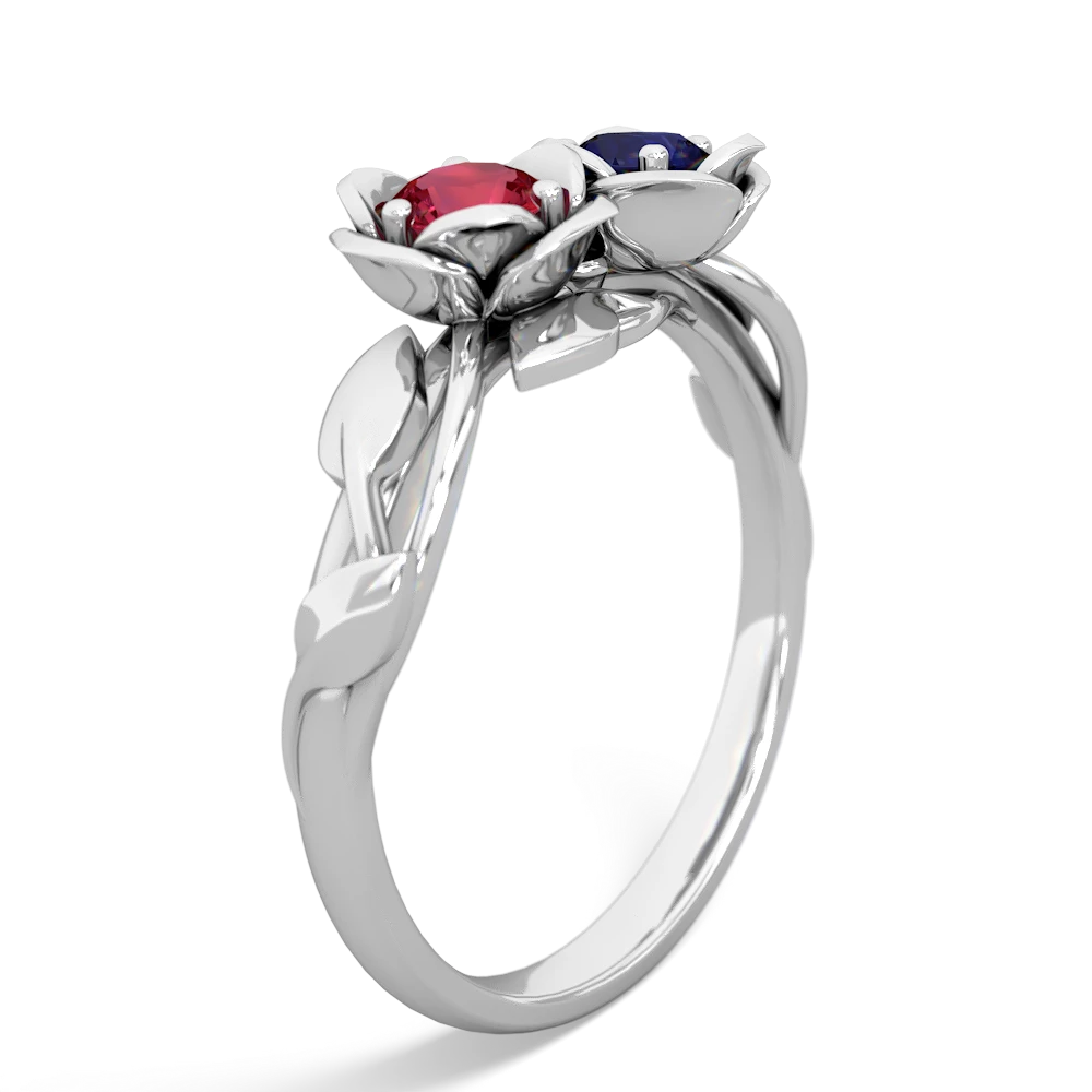 Lab Ruby Rose Garden 14K White Gold ring R5510