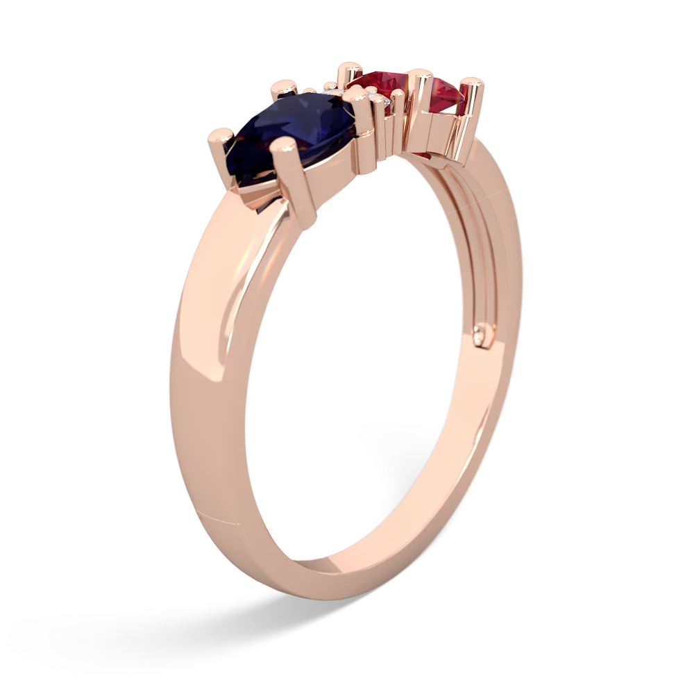 Lab Ruby Pear Bowtie 14K Rose Gold ring R0865