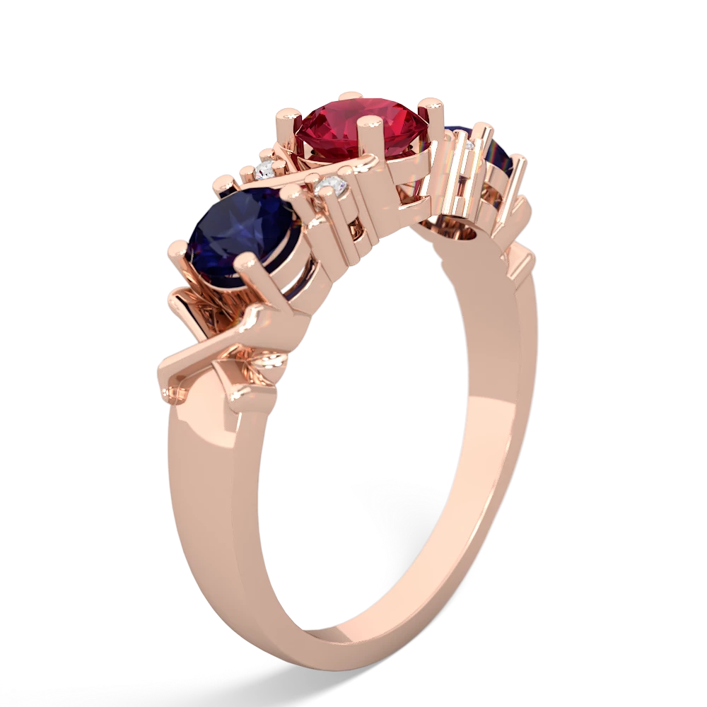 Lab Ruby Hugs And Kisses 14K Rose Gold ring R5016