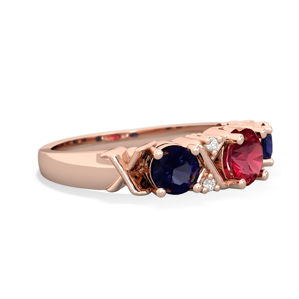 Lab Ruby Hugs And Kisses 14K Rose Gold ring R5016