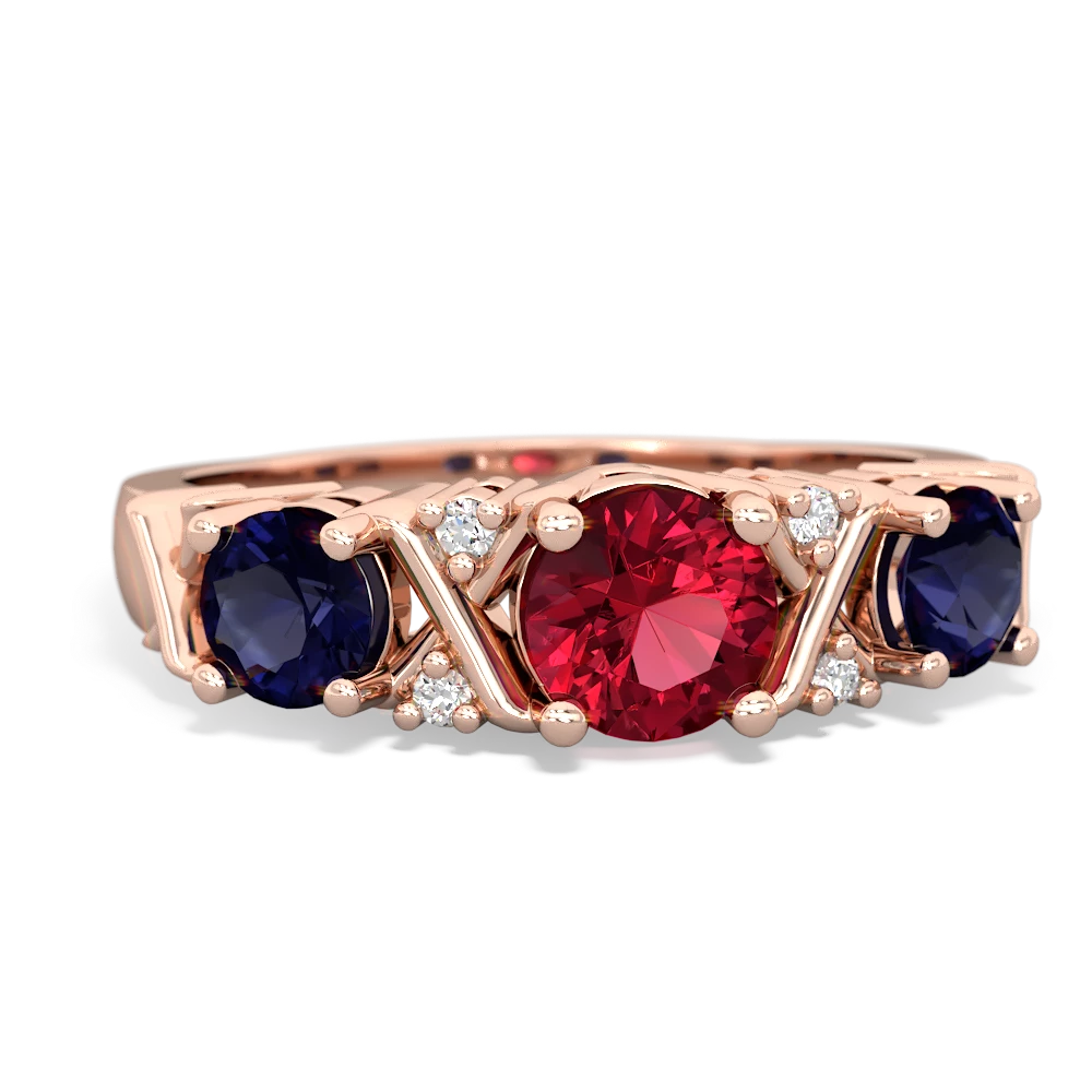 Lab Ruby Hugs And Kisses 14K Rose Gold ring R5016