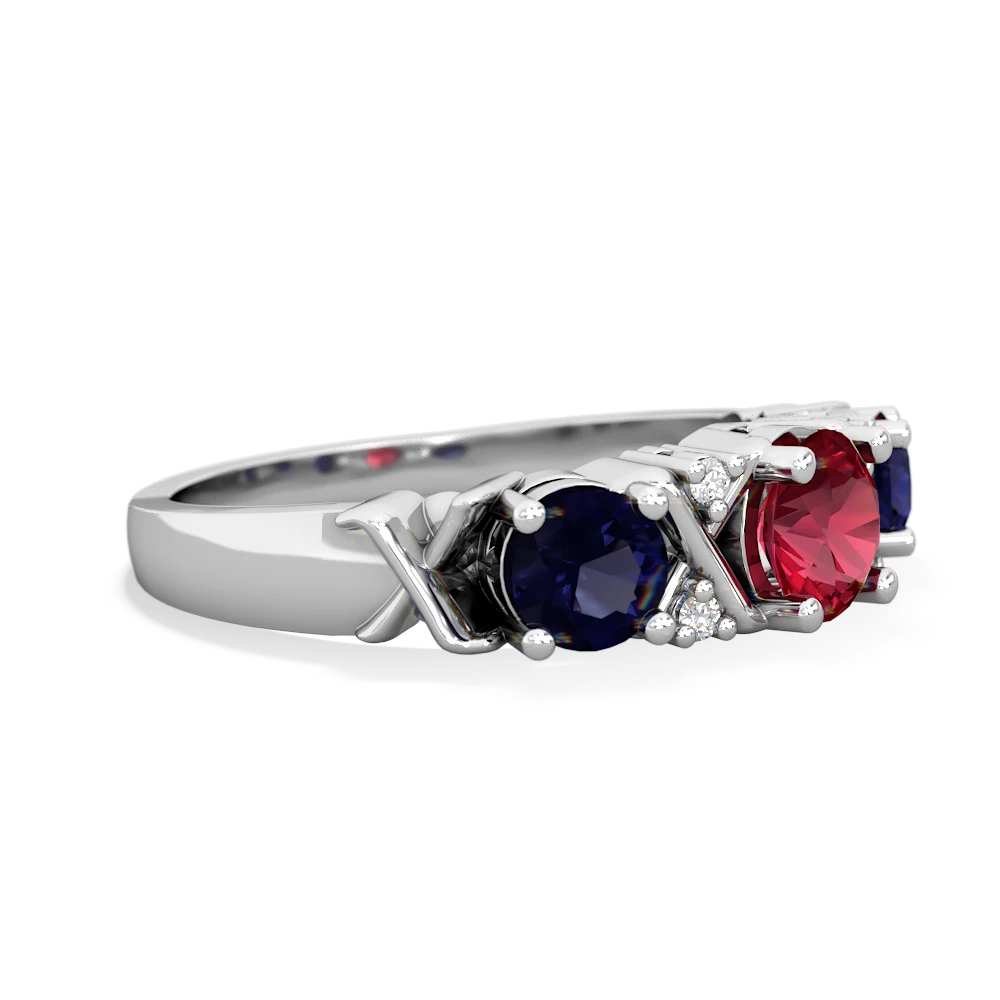 Lab Ruby Hugs And Kisses 14K White Gold ring R5016