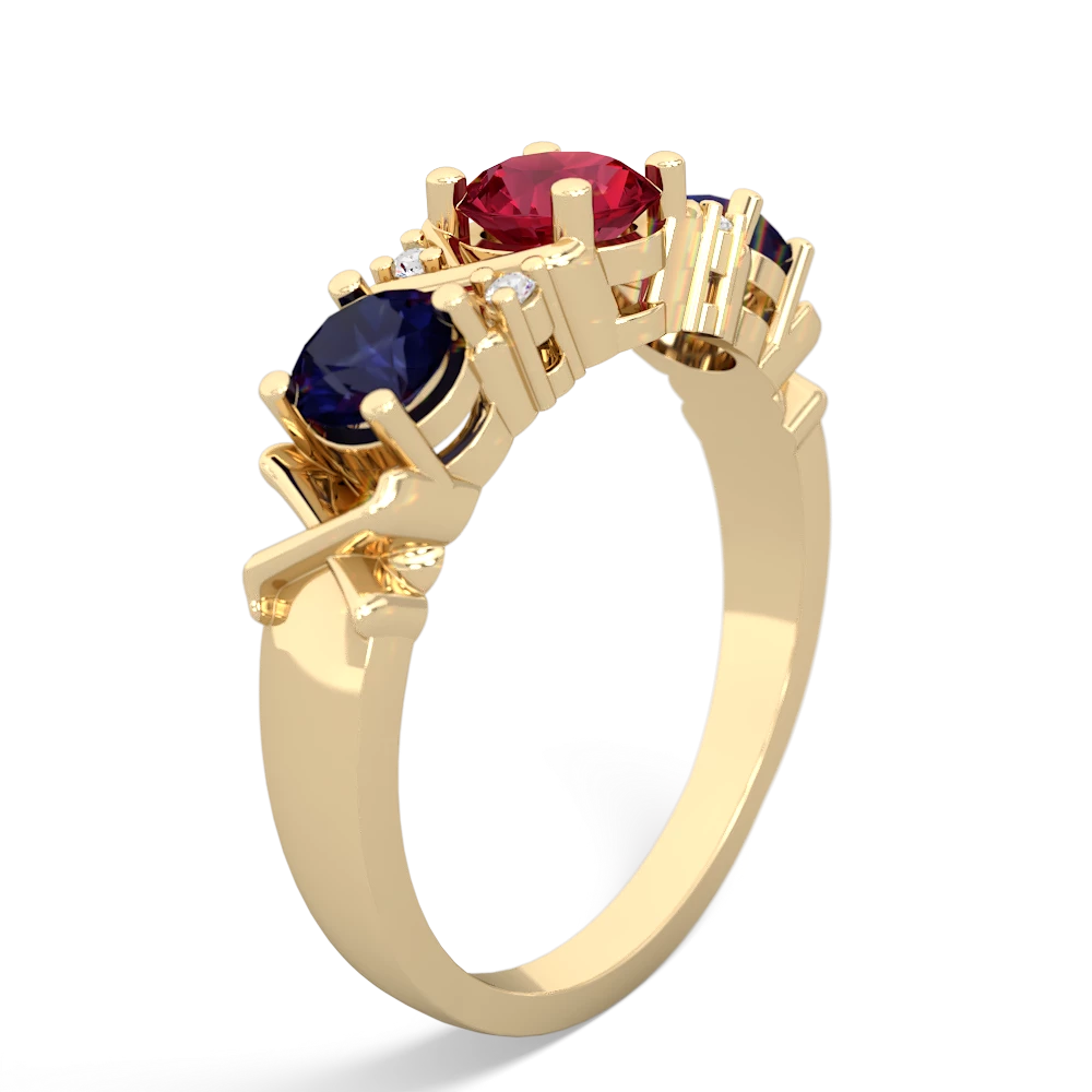 Lab Ruby Hugs And Kisses 14K Yellow Gold ring R5016