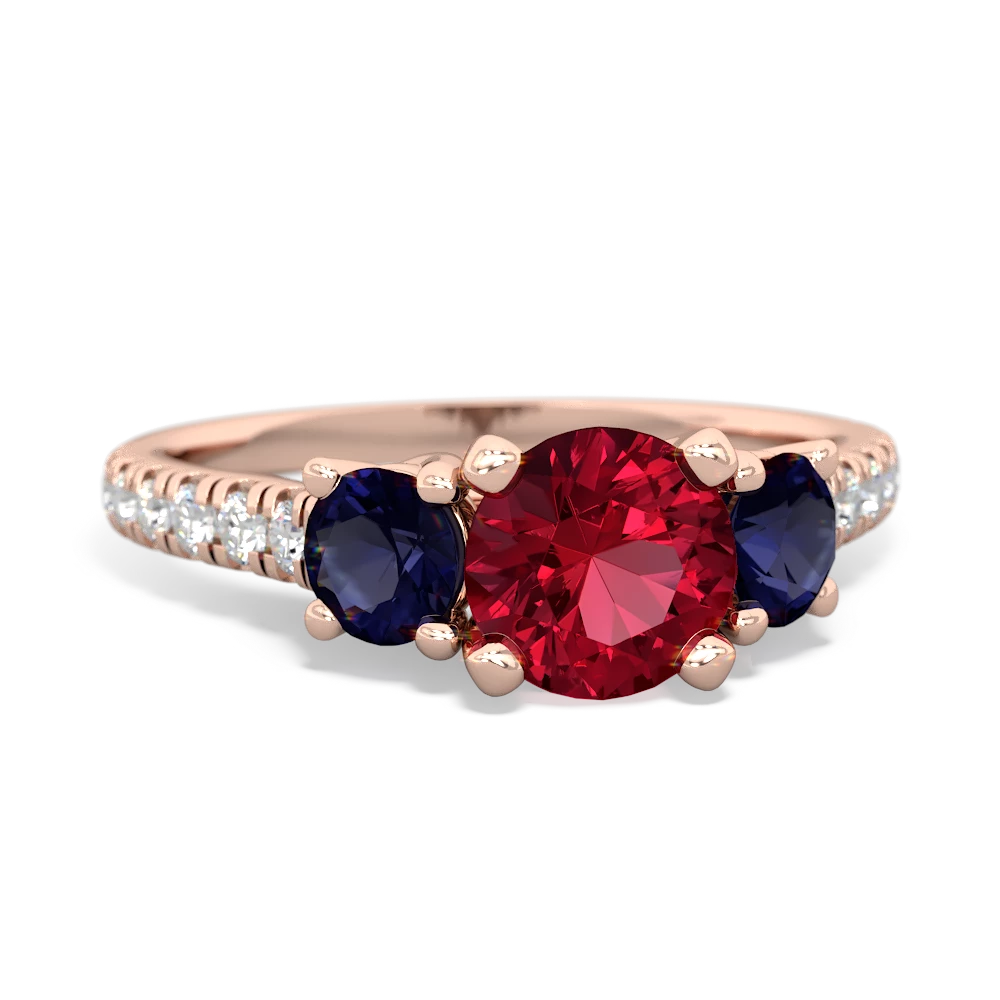 Lab Ruby Pave Trellis 14K Rose Gold ring R5500