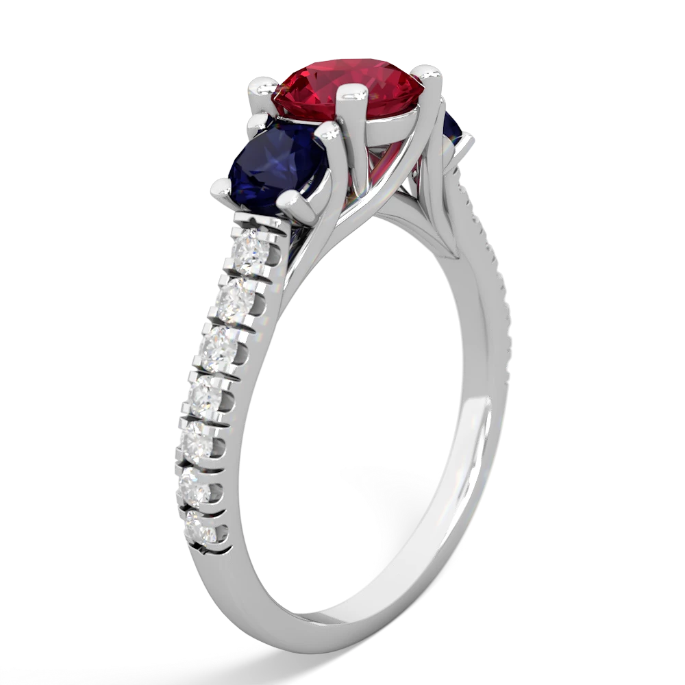 Lab Ruby Pave Trellis 14K White Gold ring R5500