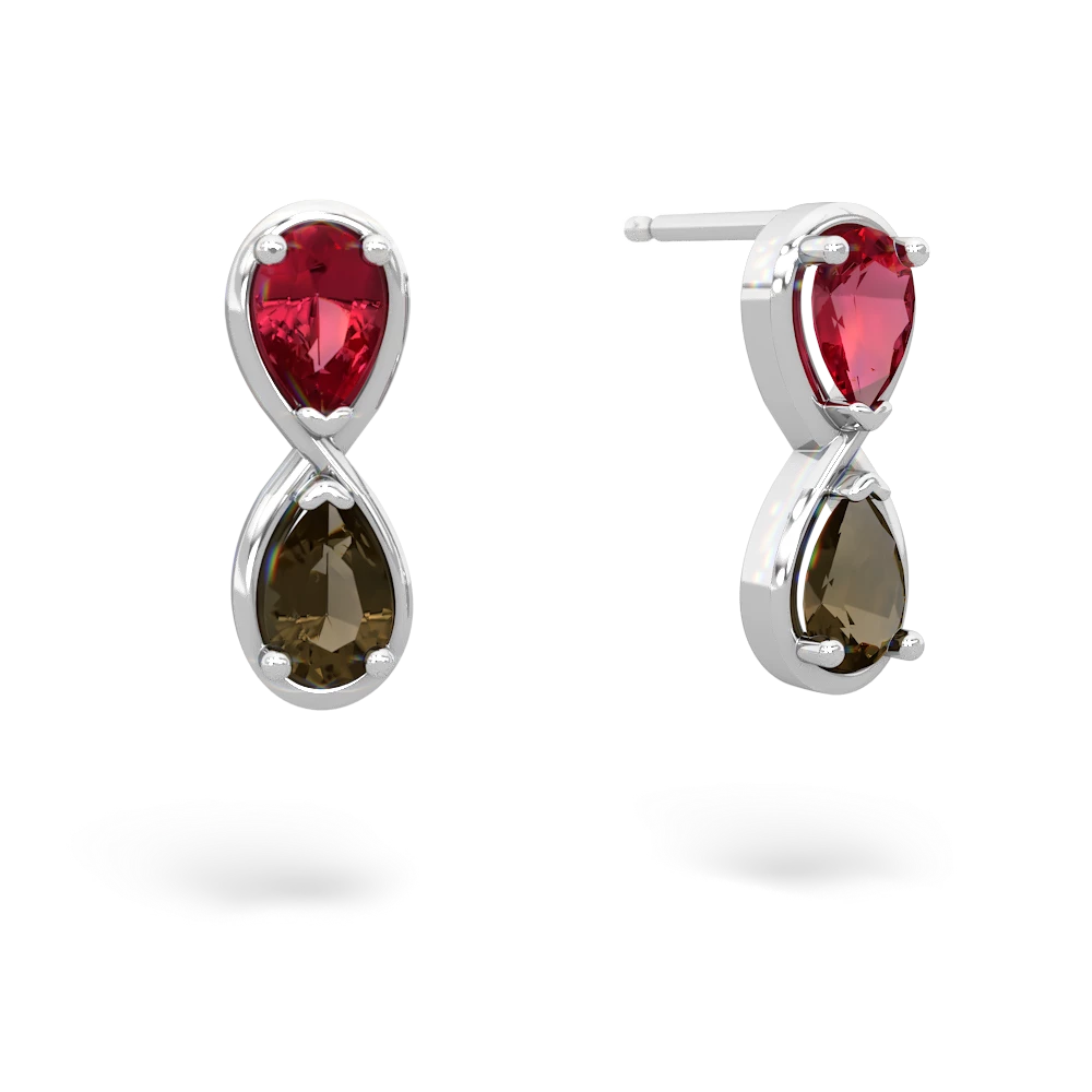 Lab Ruby Infinity 14K White Gold earrings E5050