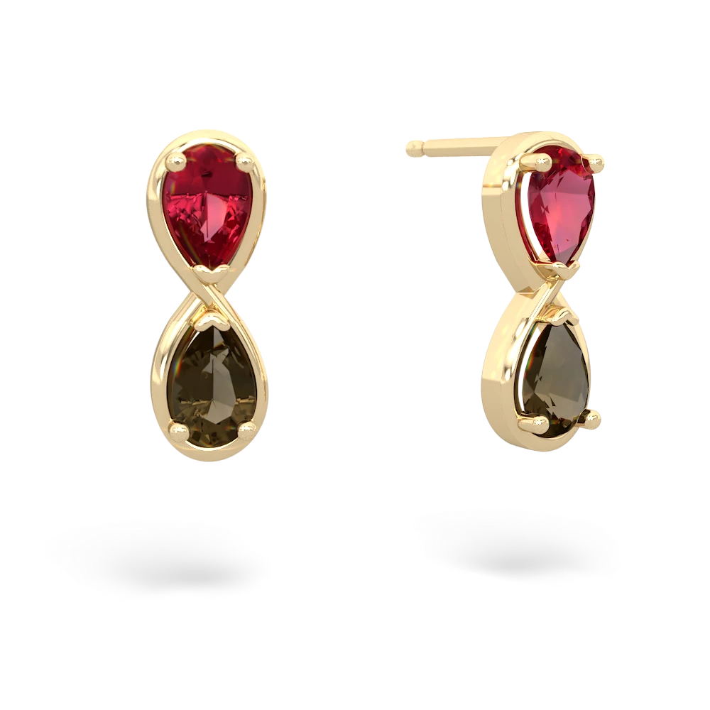 Lab Ruby Infinity 14K Yellow Gold earrings E5050