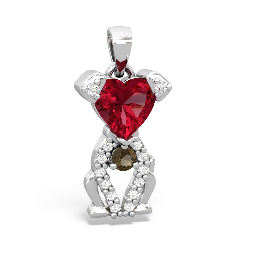 Lab Ruby Puppy Love 14K White Gold pendant P5800