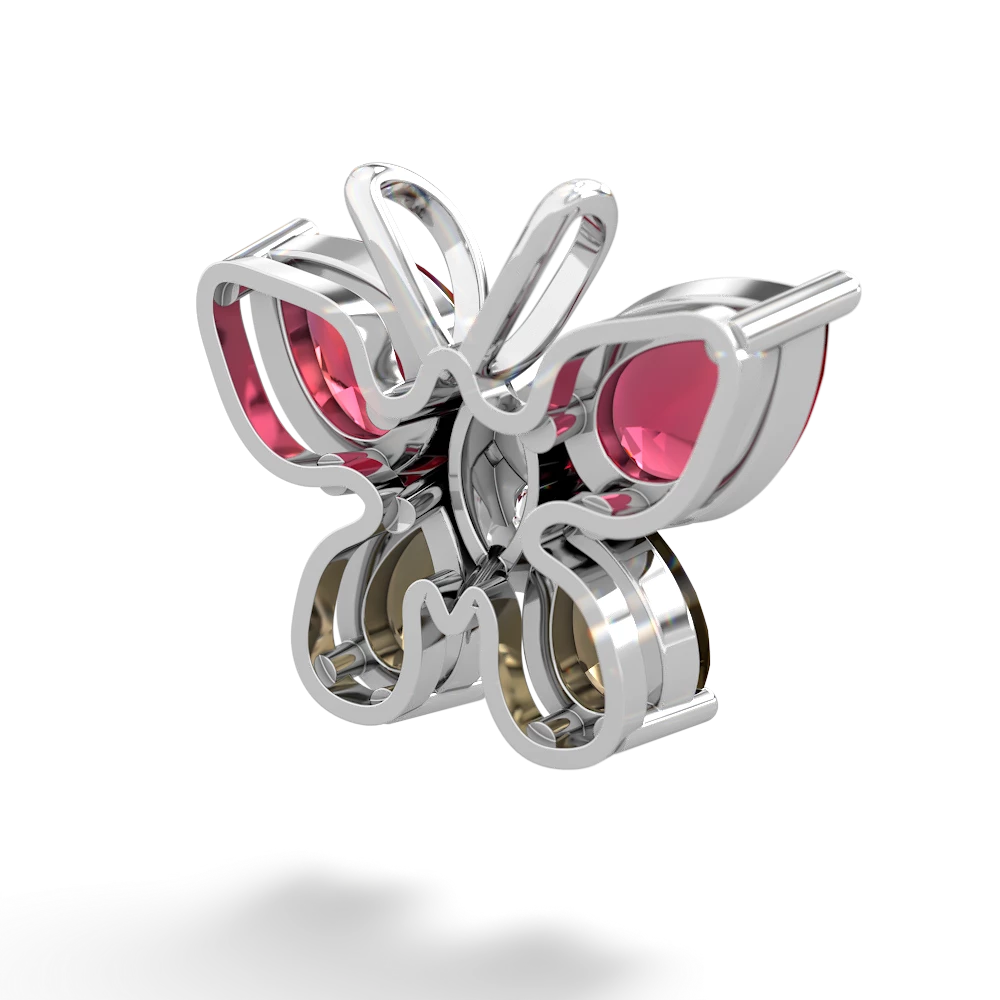 Lab Ruby Butterfly 14K White Gold pendant P2215