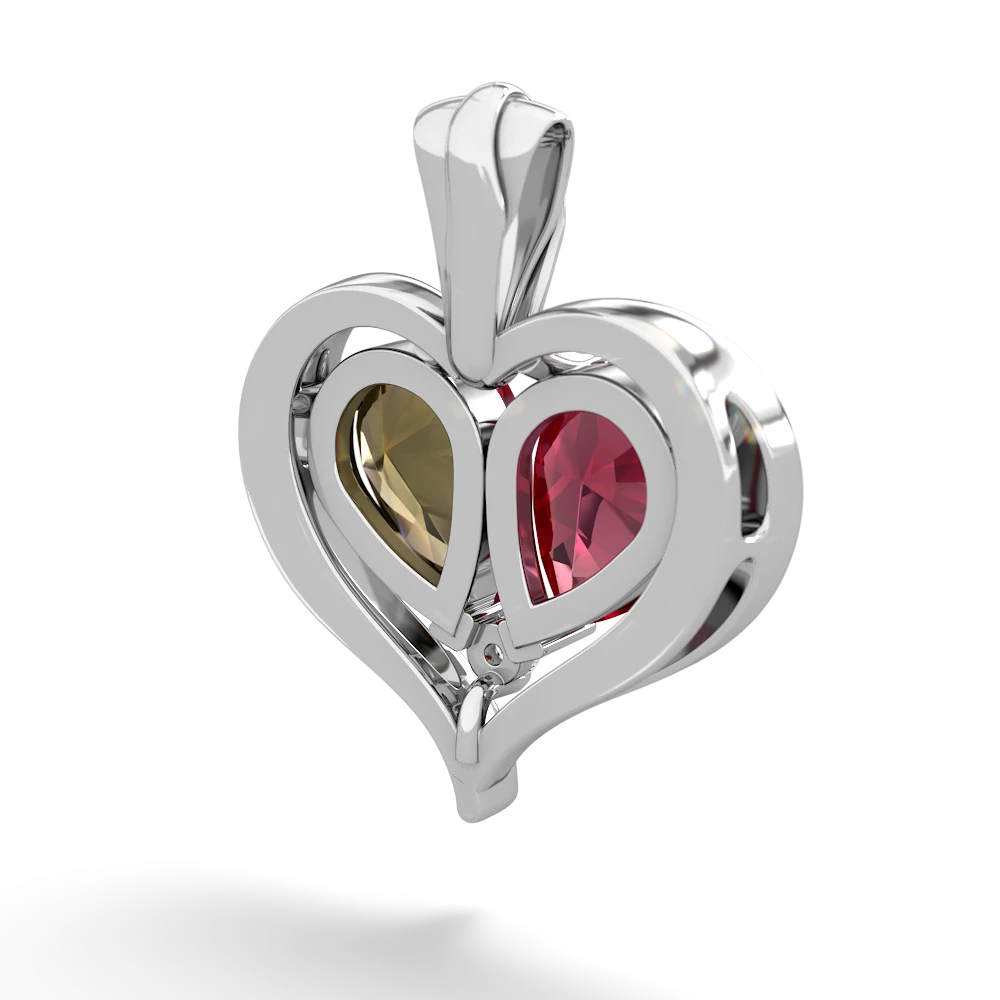 Lab Ruby Two Become One 14K White Gold pendant P5330