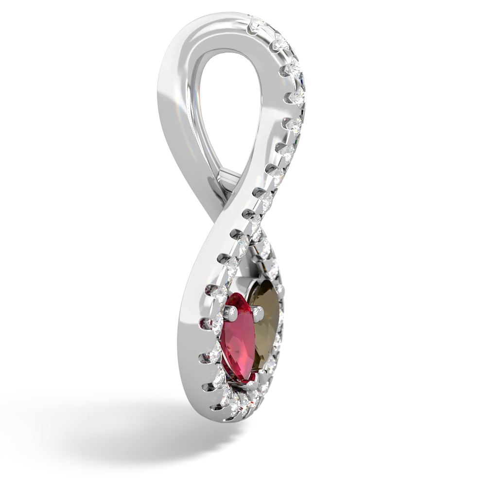 Lab Ruby Pave Twist 'One Heart' 14K White Gold pendant P5360
